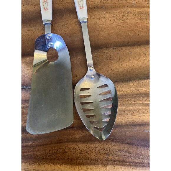 Vintage ANDROCK White Hearts Handle Serving Utensils Set - Picture 9 of 16